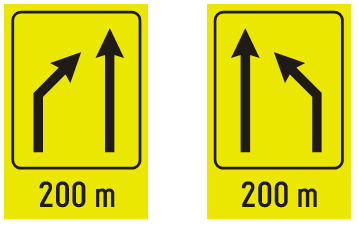Znak predznak za zatvaranje saobraćajne trake III-88 i III-88.1