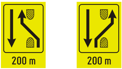 Znakovi predznak za preusmeravanje saobraćaja na putu sa fizi?ki razdvojenim kolovozimaIII-89 III-89